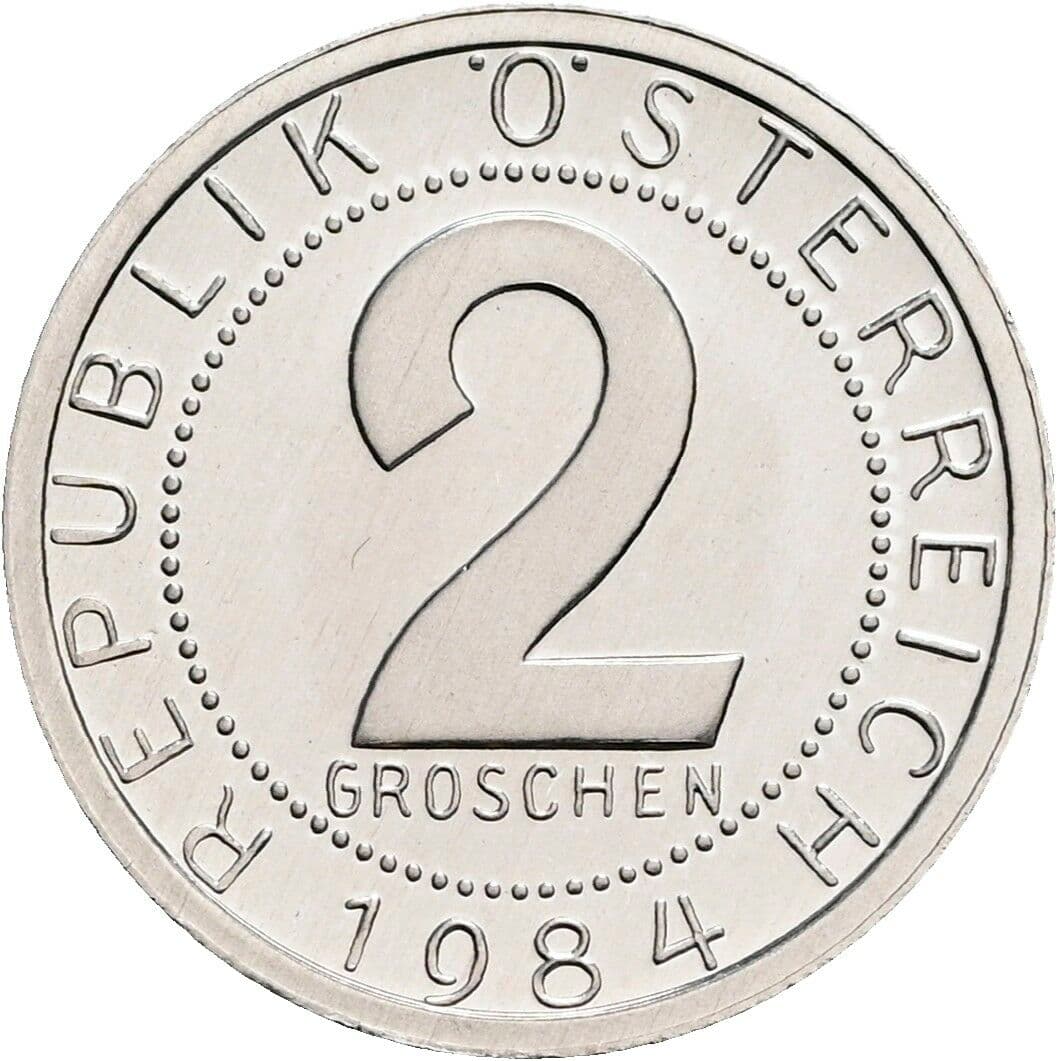 2 Groschen 1984 – Vorderseite