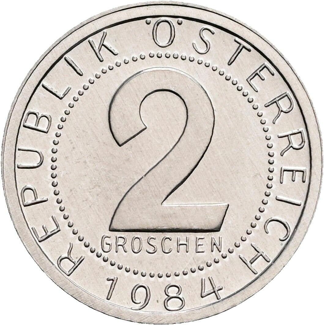 2 Groschen 1984 – Vorderseite