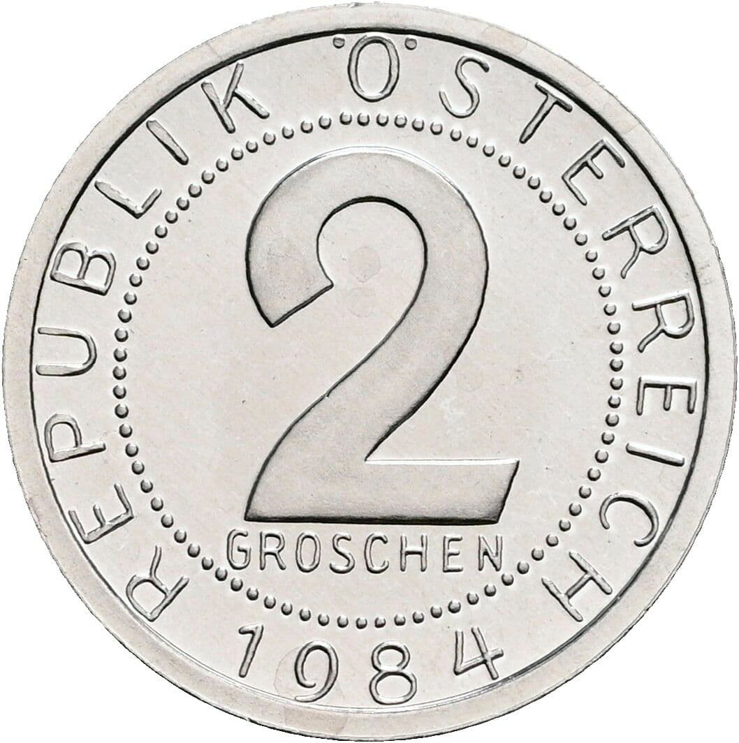 2 Groschen 1984 – Vorderseite