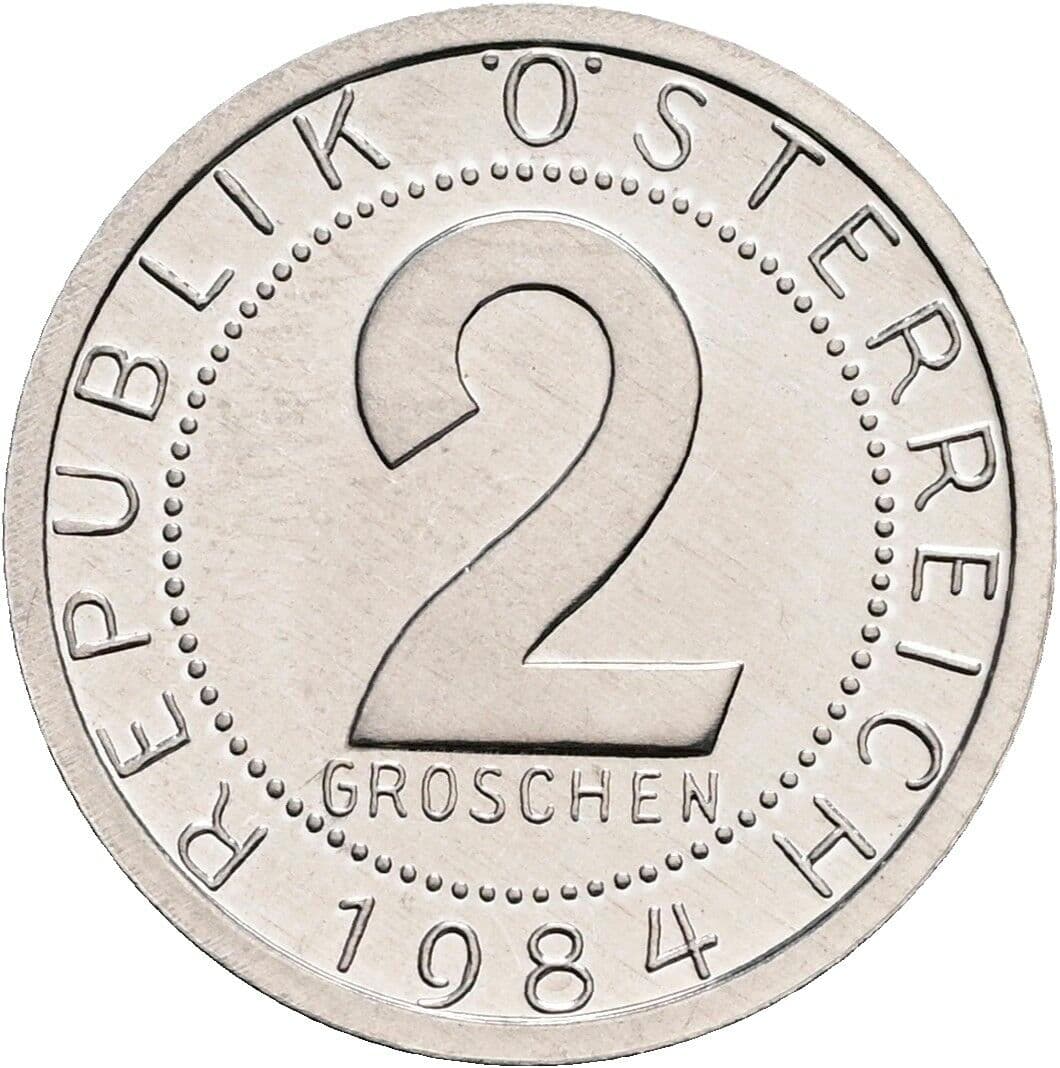 2 Groschen 1984 – Vorderseite