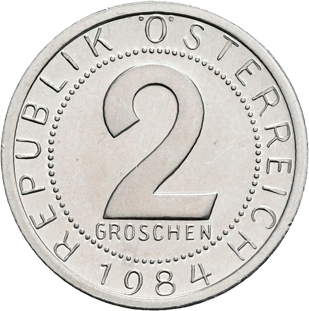 2 Groschen 1984 – Vorderseite