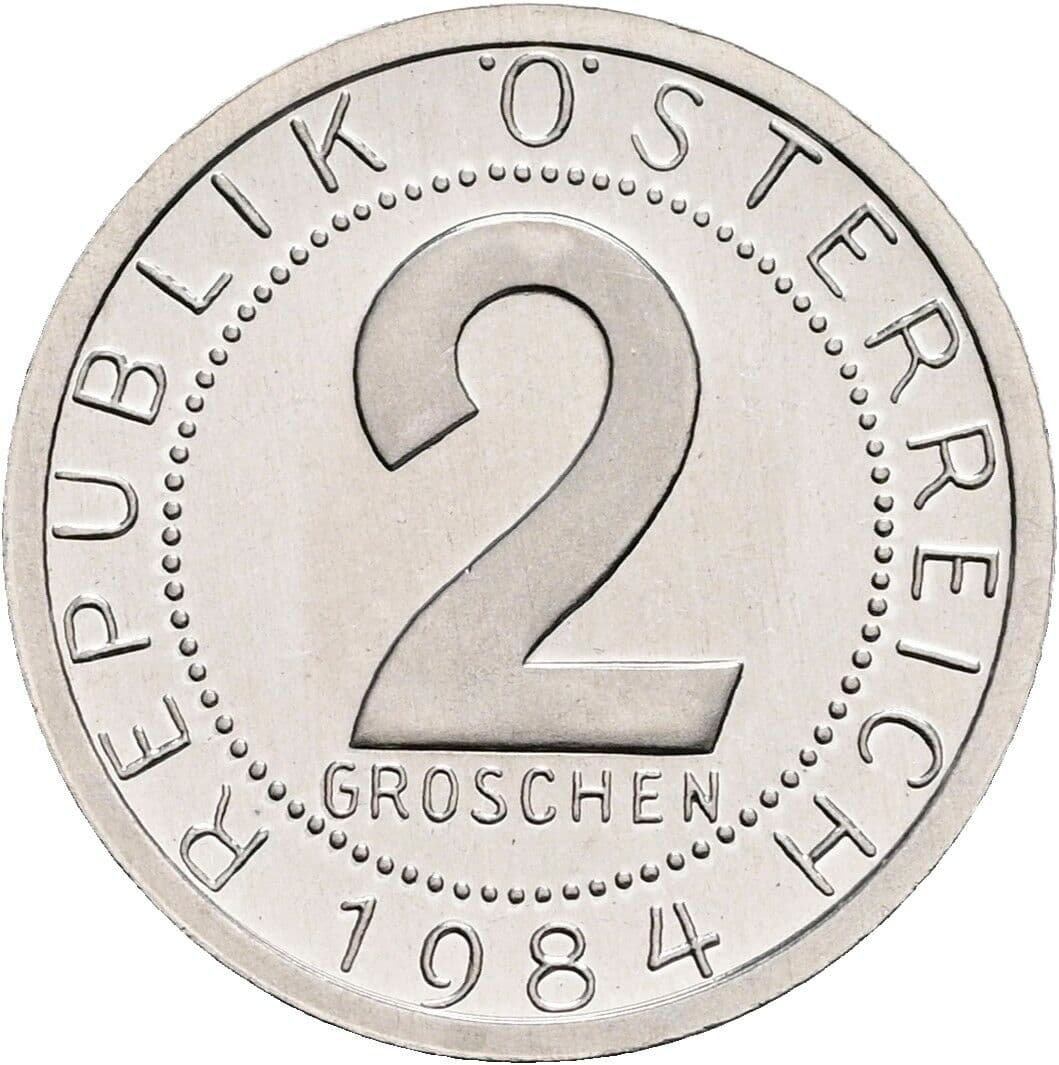 2 Groschen 1984 – Vorderseite