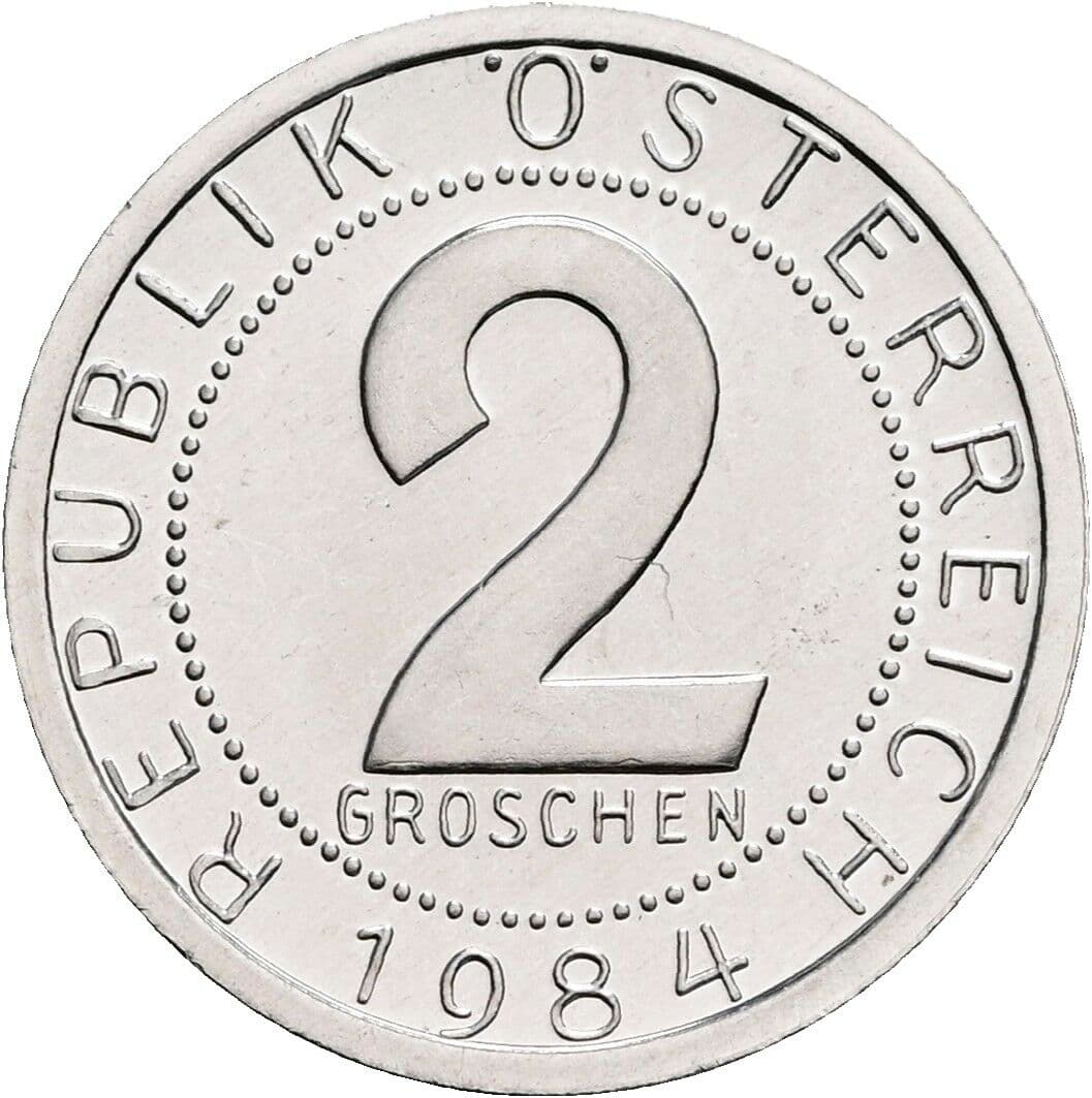 2 Groschen 1984 – Vorderseite
