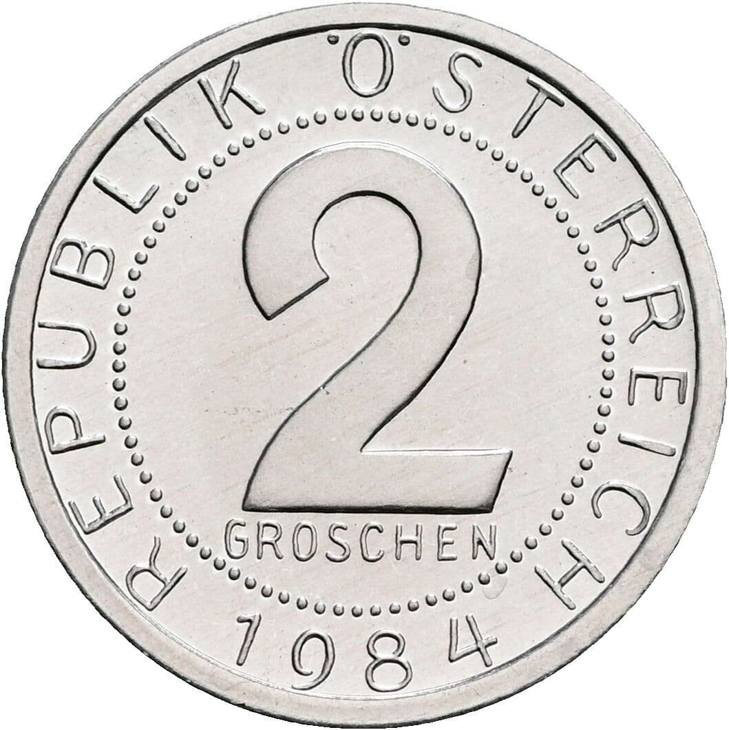 2 Groschen 1984 – Vorderseite