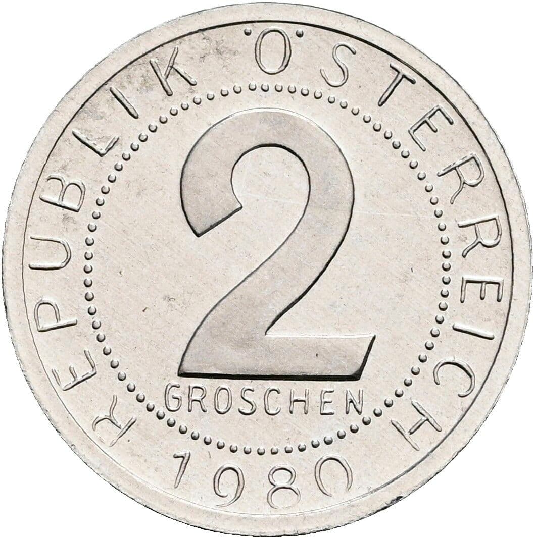 2 Groschen 1980 – Vorderseite
