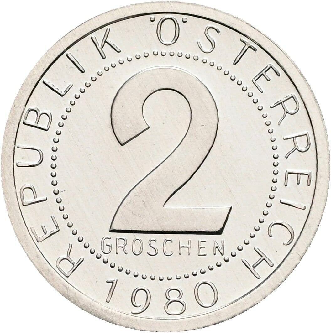 2 Groschen 1980 – Vorderseite
