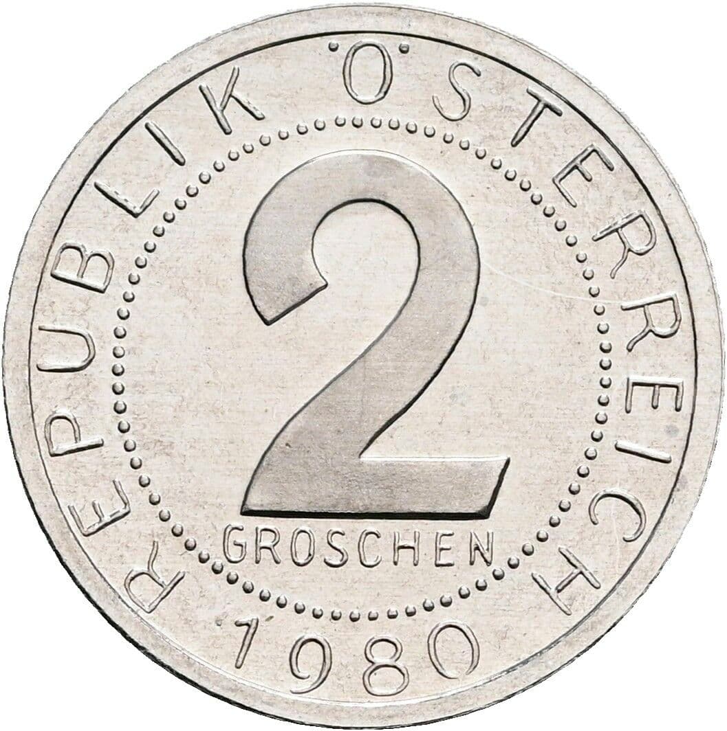 2 Groschen 1980 – Vorderseite