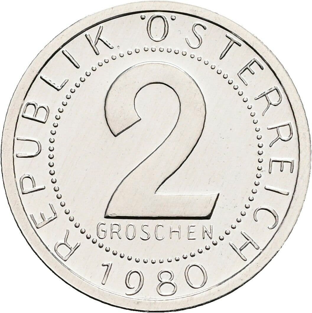 2 Groschen 1980 – Vorderseite