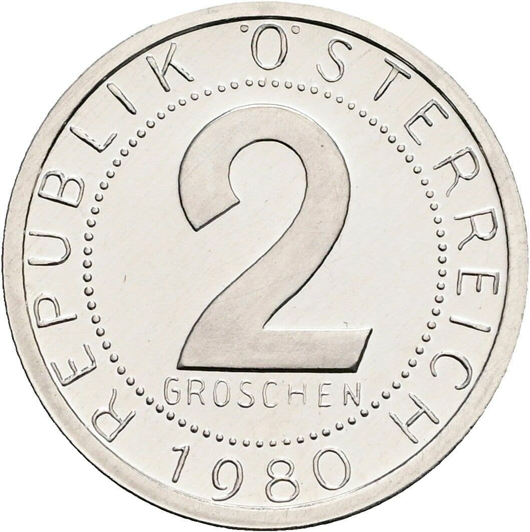 2 Groschen 1980 – Vorderseite