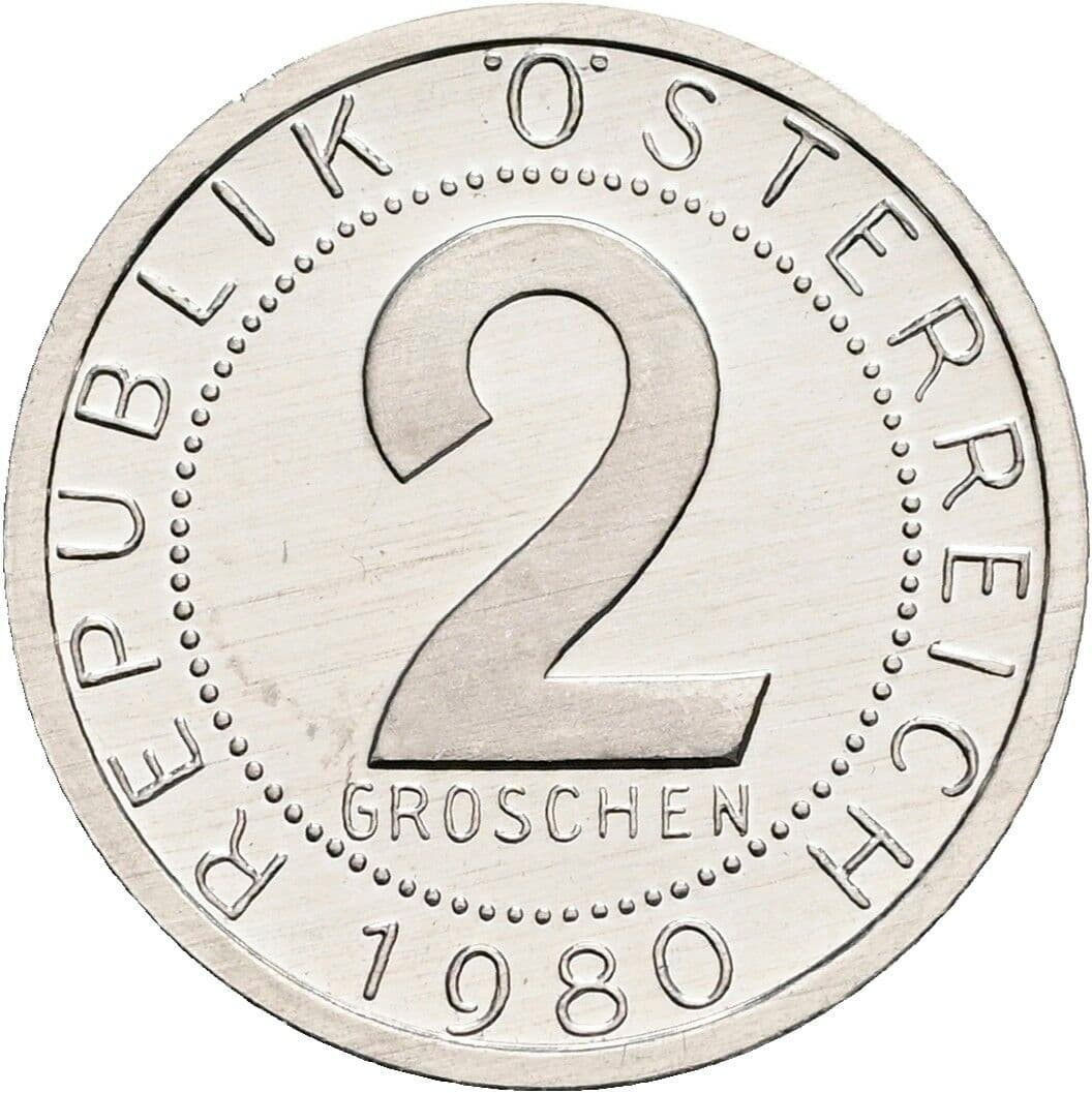 2 Groschen 1980 – Vorderseite