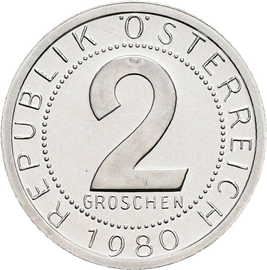 2 Groschen 1980 – Vorderseite