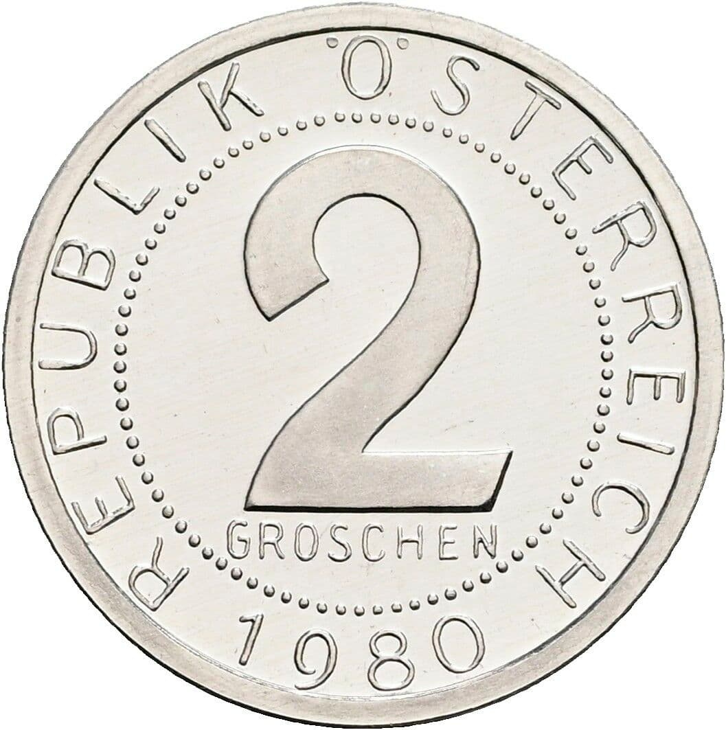 2 Groschen 1980 – Vorderseite