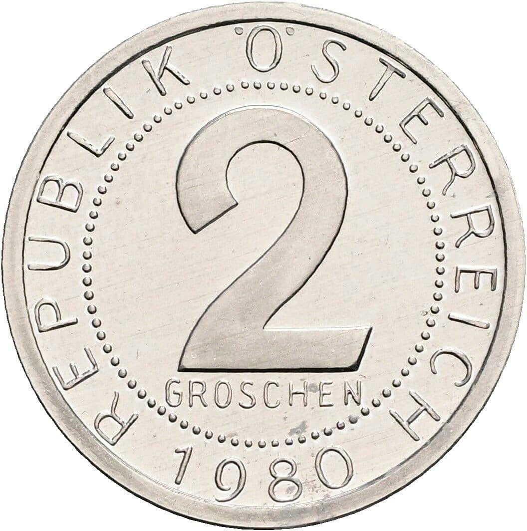 2 Groschen 1980 – Vorderseite