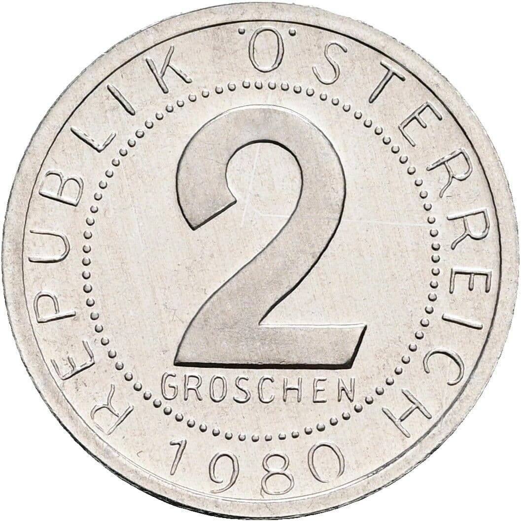 2 Groschen 1980 – Vorderseite