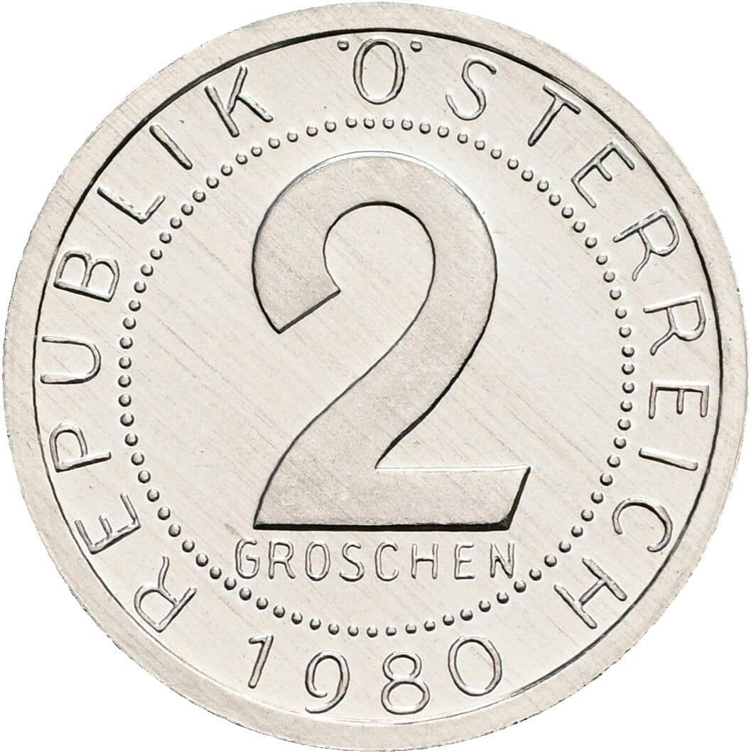 2 Groschen 1980 – Vorderseite