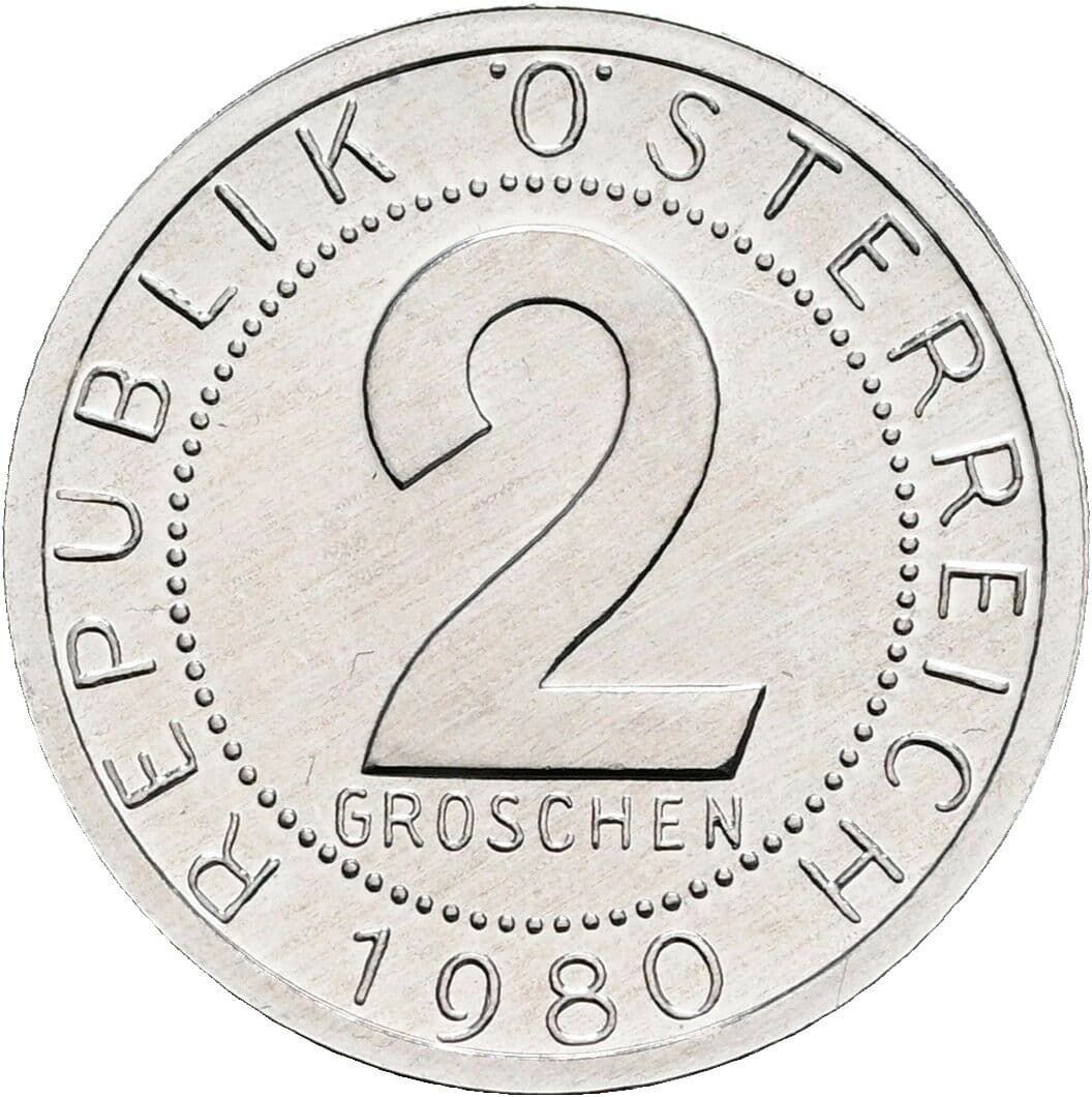 2 Groschen 1980 – Vorderseite
