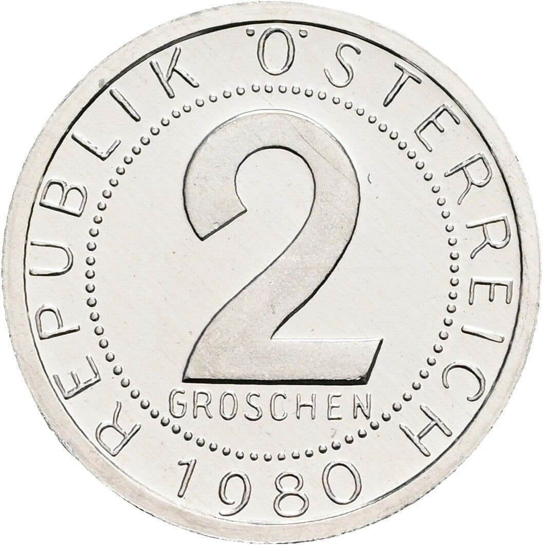 2 Groschen 1980 – Vorderseite