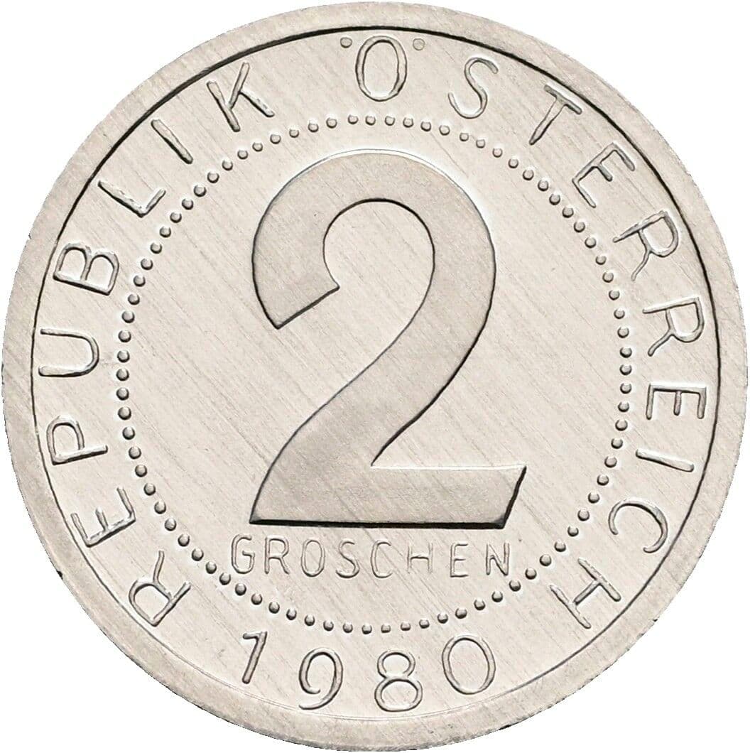 2 Groschen 1980 – Vorderseite