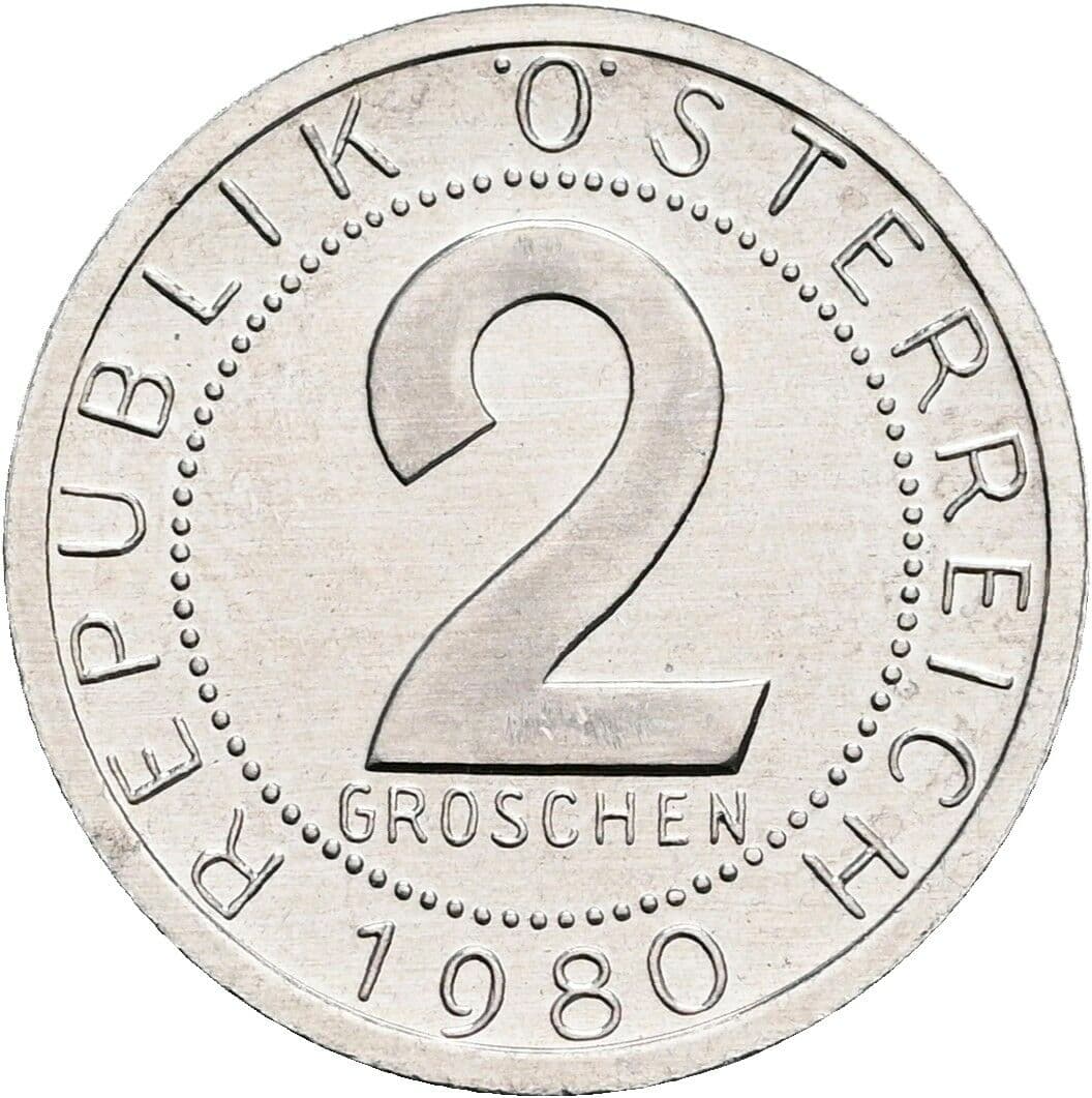 2 Groschen 1980 – Vorderseite