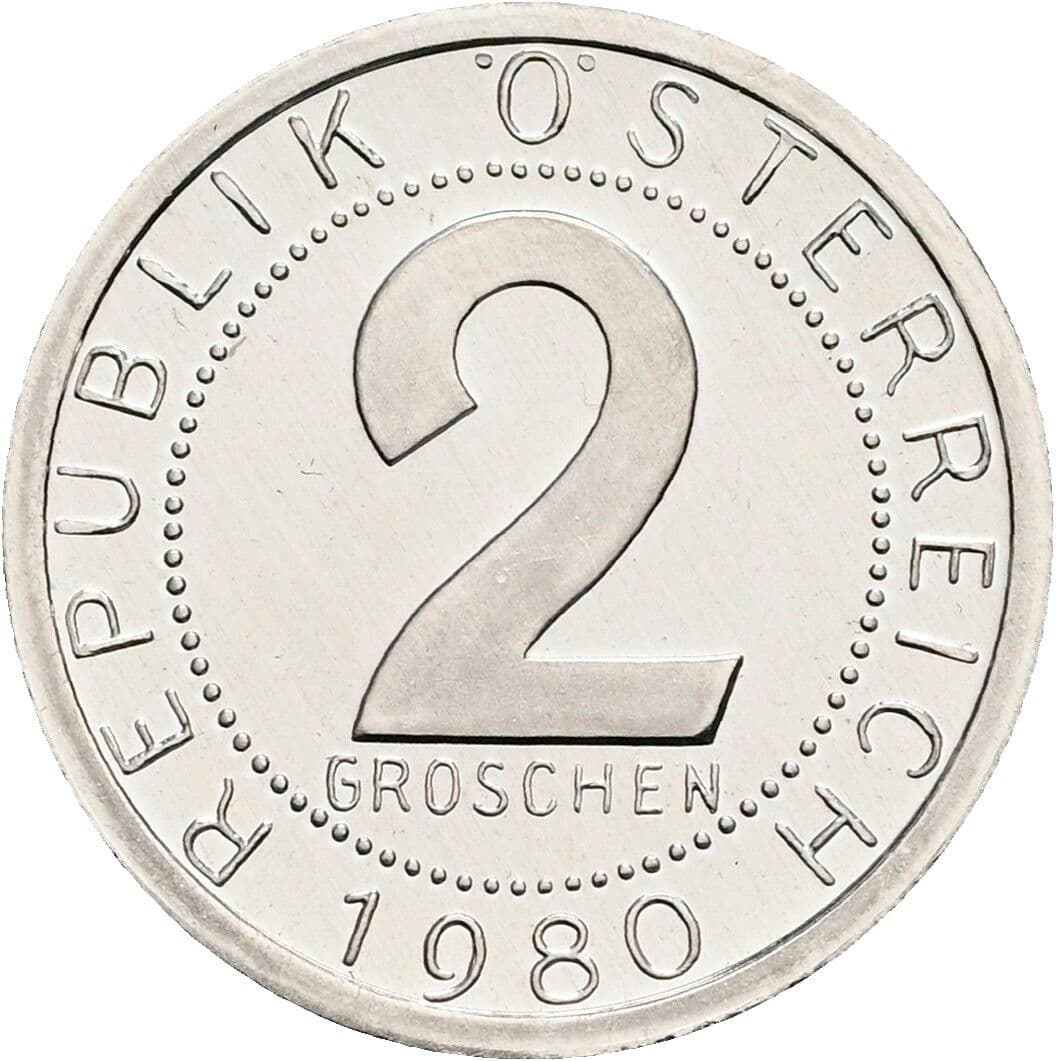 2 Groschen 1980 – Vorderseite