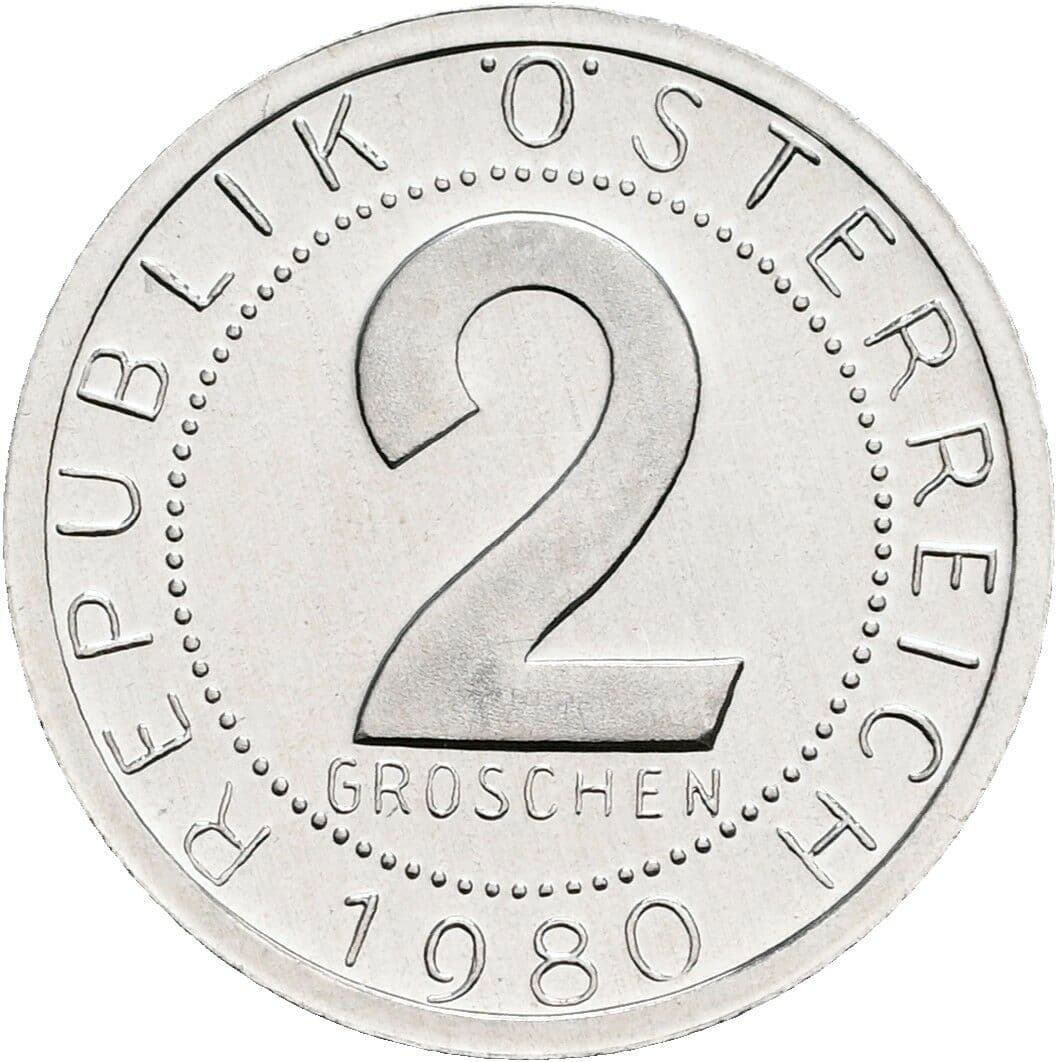 2 Groschen 1980 – Vorderseite