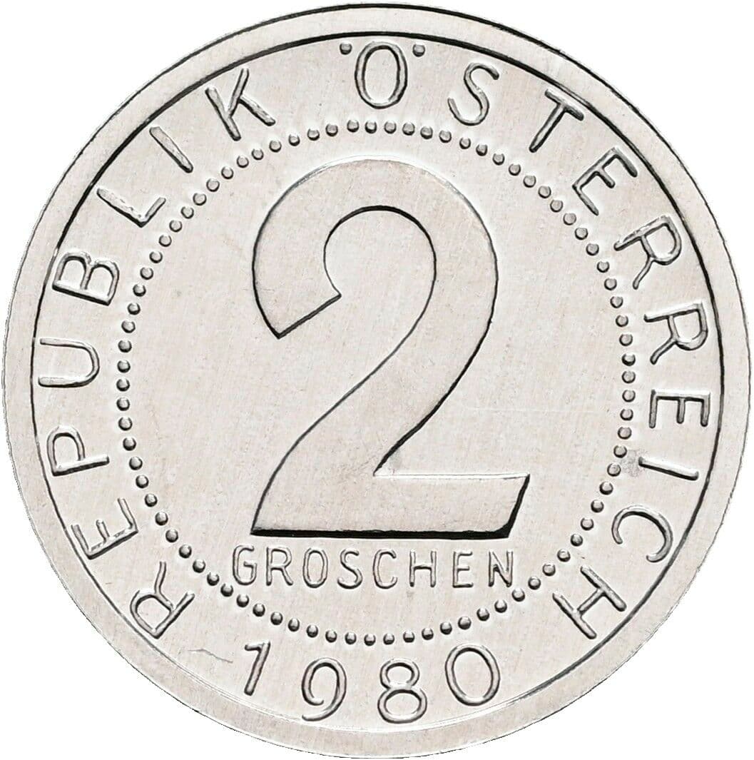 2 Groschen 1980 – Vorderseite