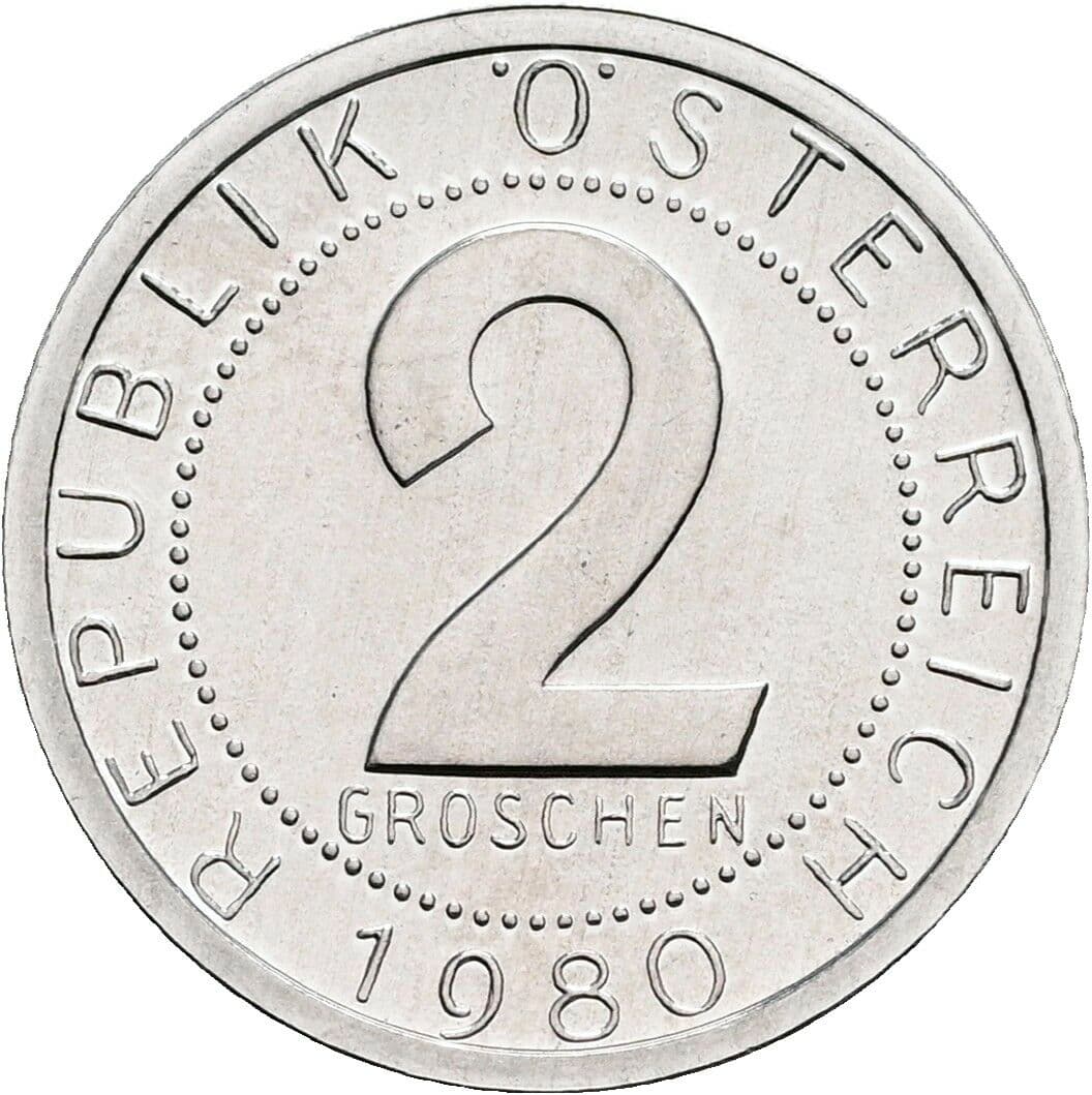 2 Groschen 1980 – Vorderseite