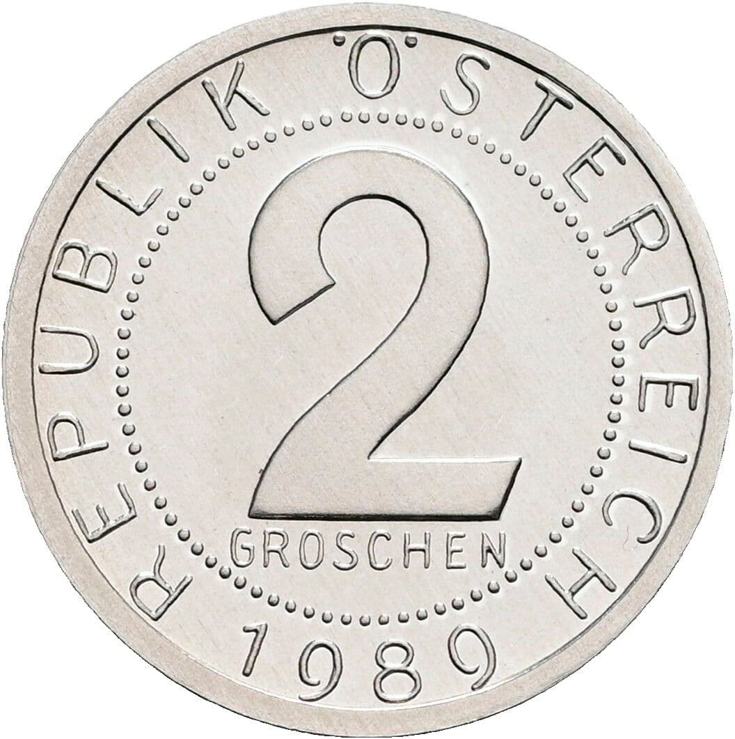 2 Groschen 1989 – Vorderseite