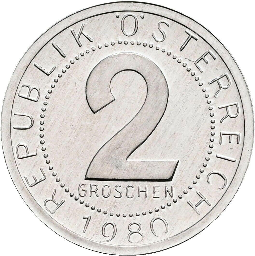 2 Groschen 1980 – Vorderseite