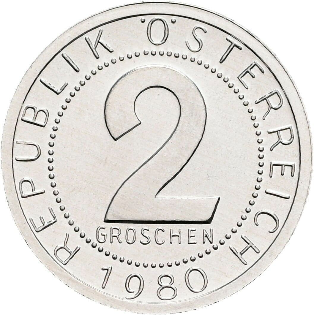 2 Groschen 1980 – Vorderseite