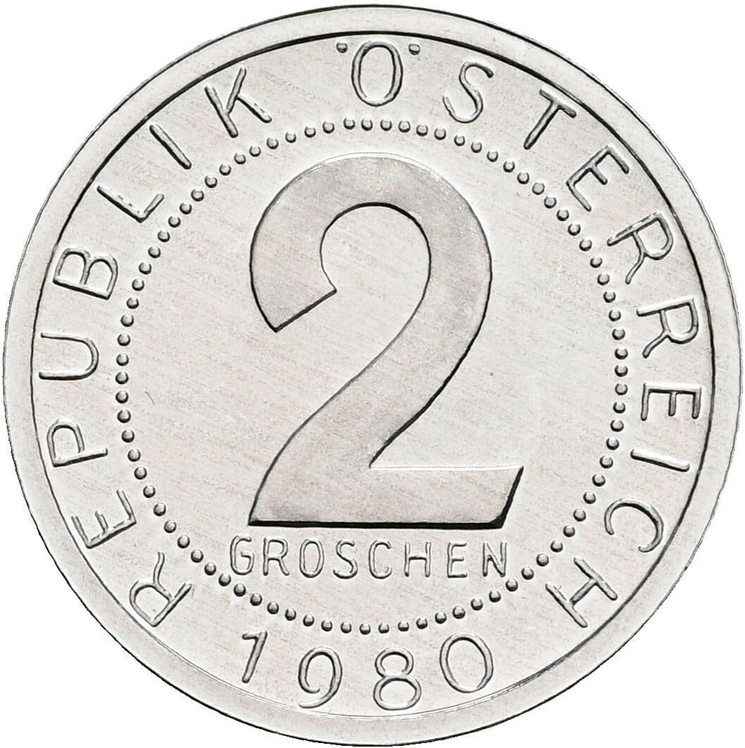 2 Groschen 1980 – Vorderseite