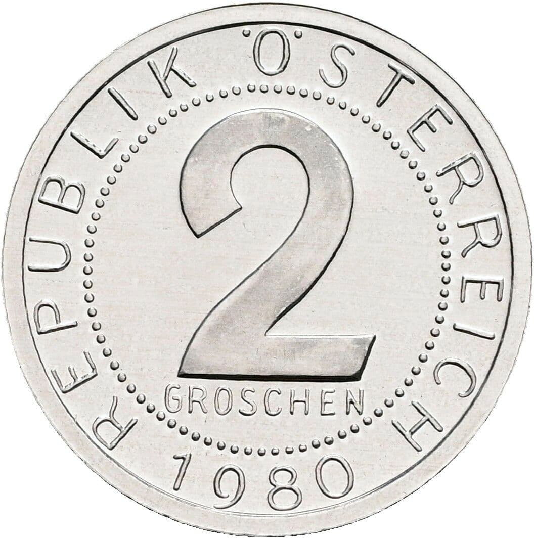 2 Groschen 1980 – Vorderseite