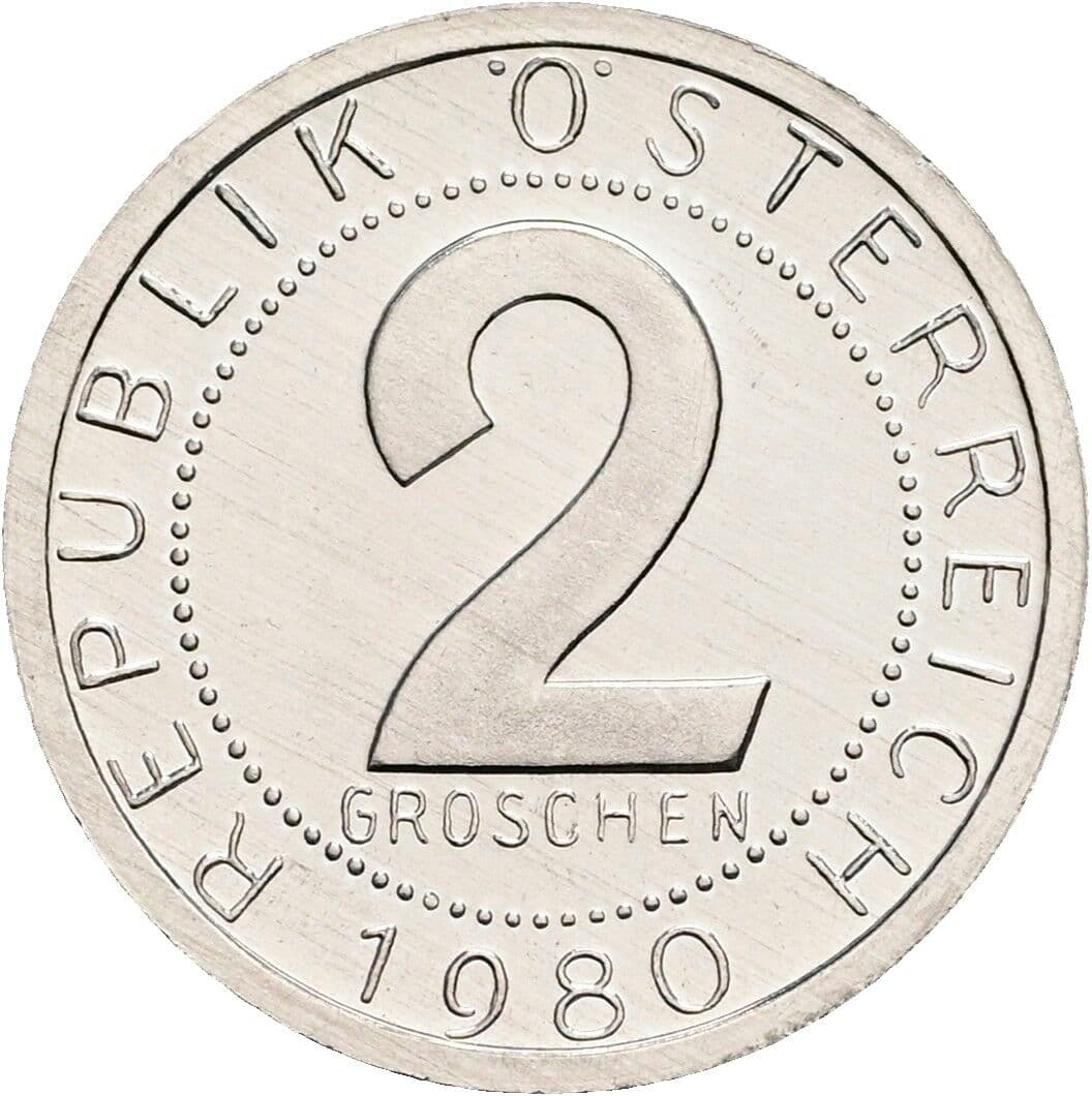 2 Groschen 1980 – Vorderseite