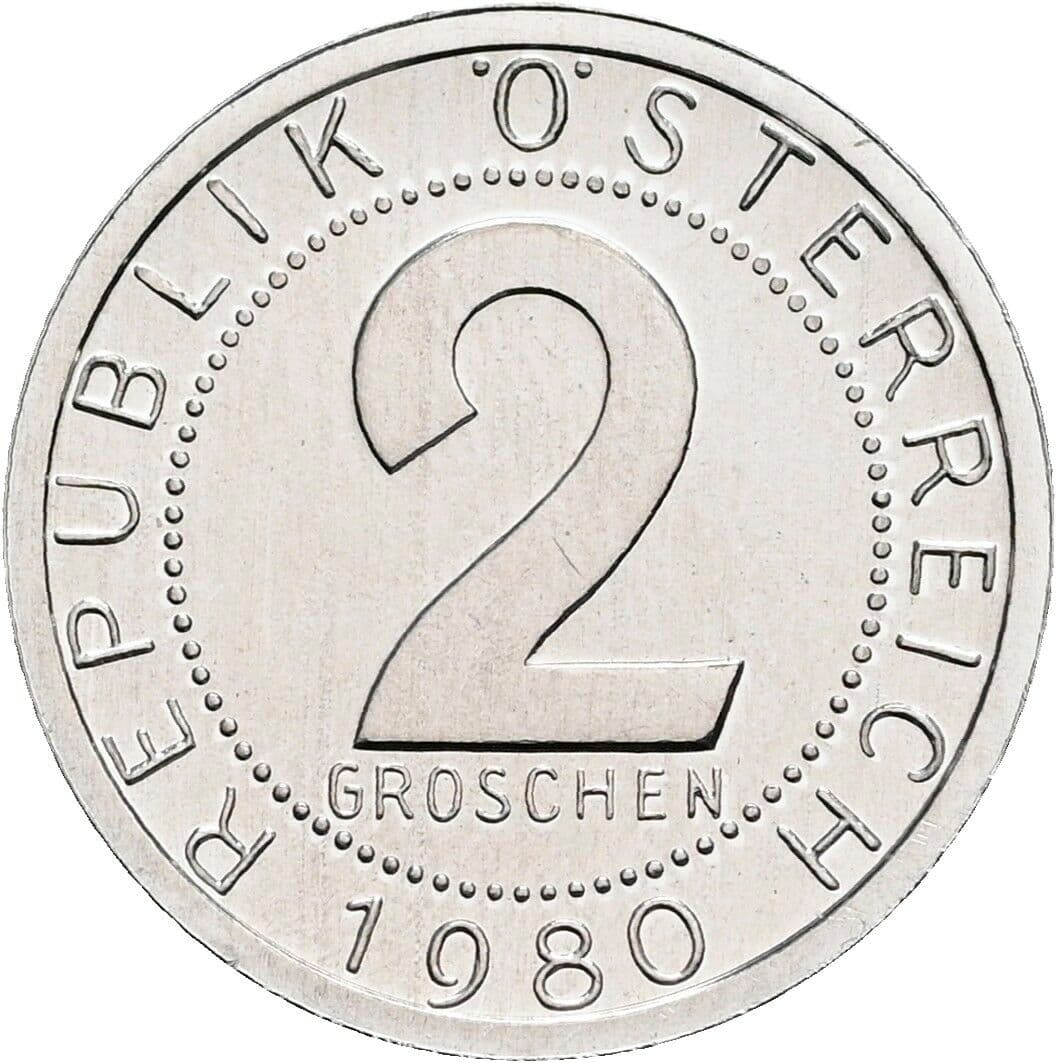 2 Groschen 1980 – Vorderseite