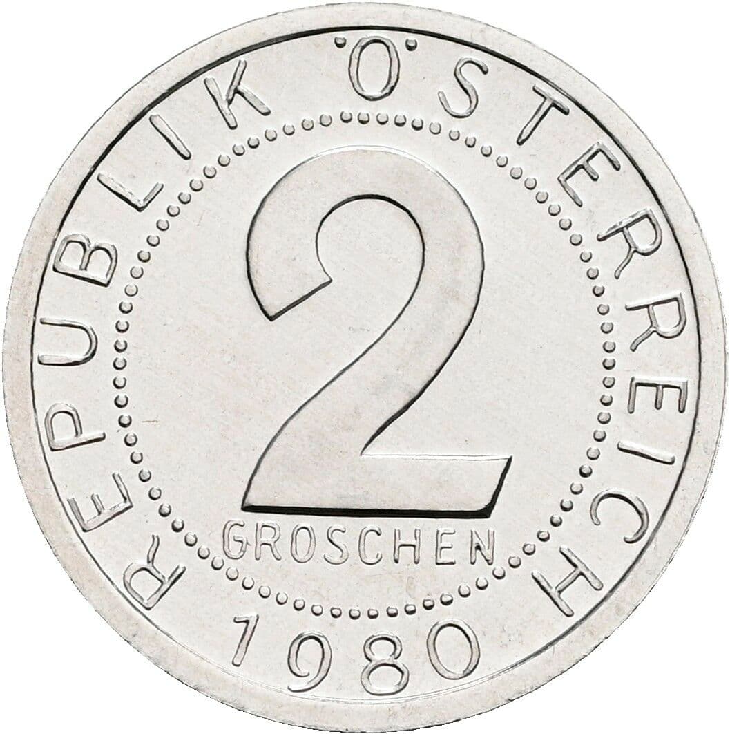 2 Groschen 1980 – Vorderseite