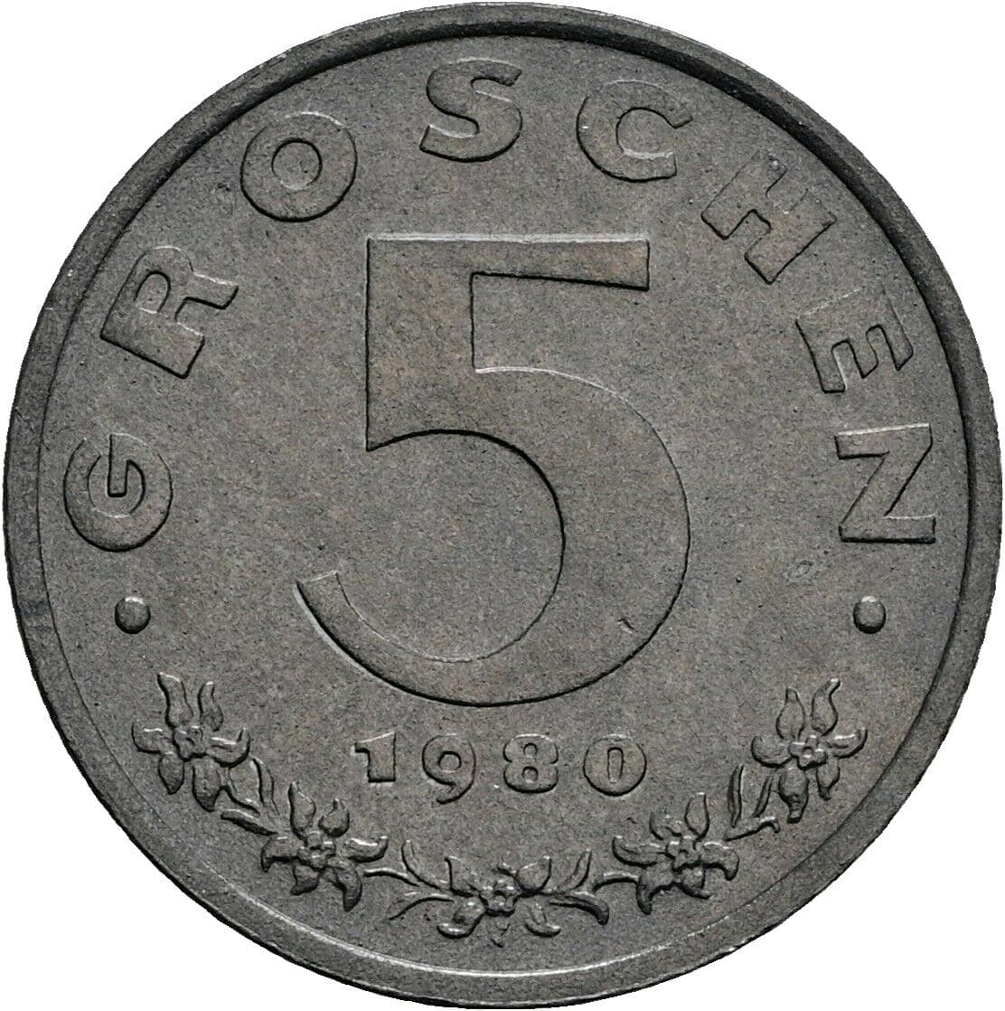 5 Groschen 1980 – Vorderseite