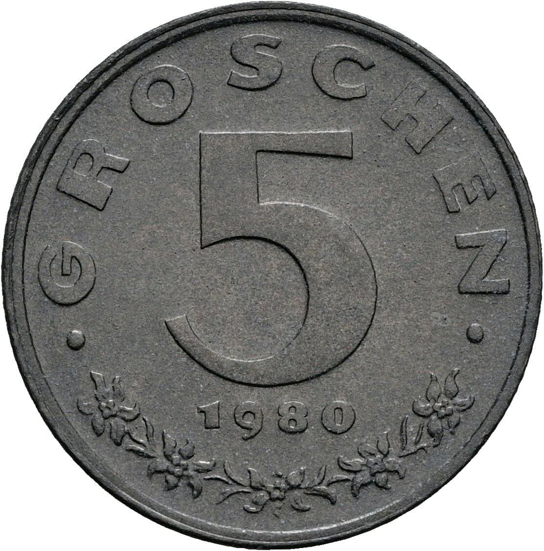 5 Groschen 1980 – Vorderseite