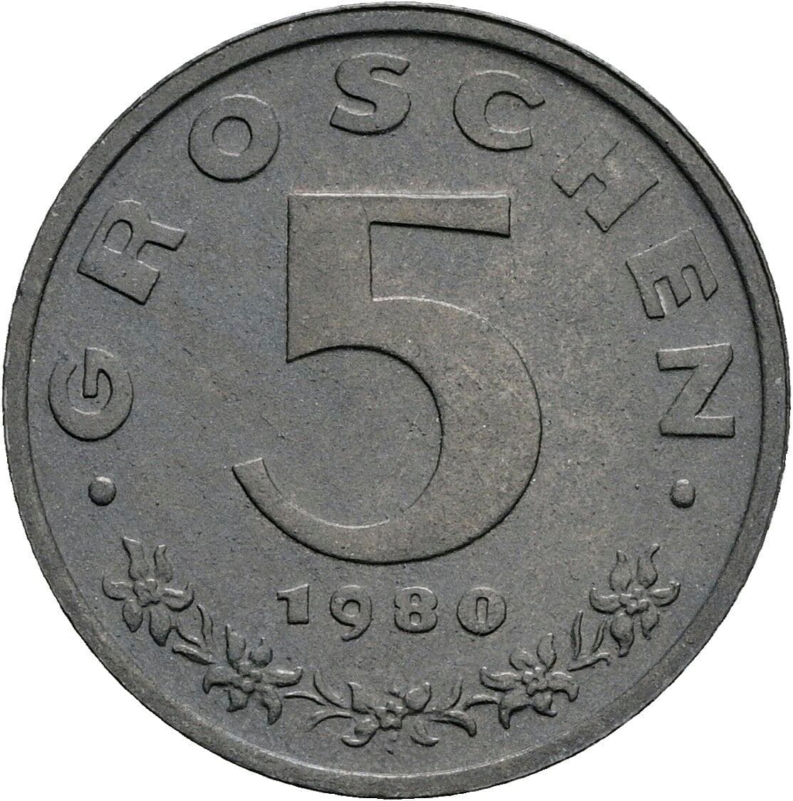 5 Groschen 1980 – Vorderseite