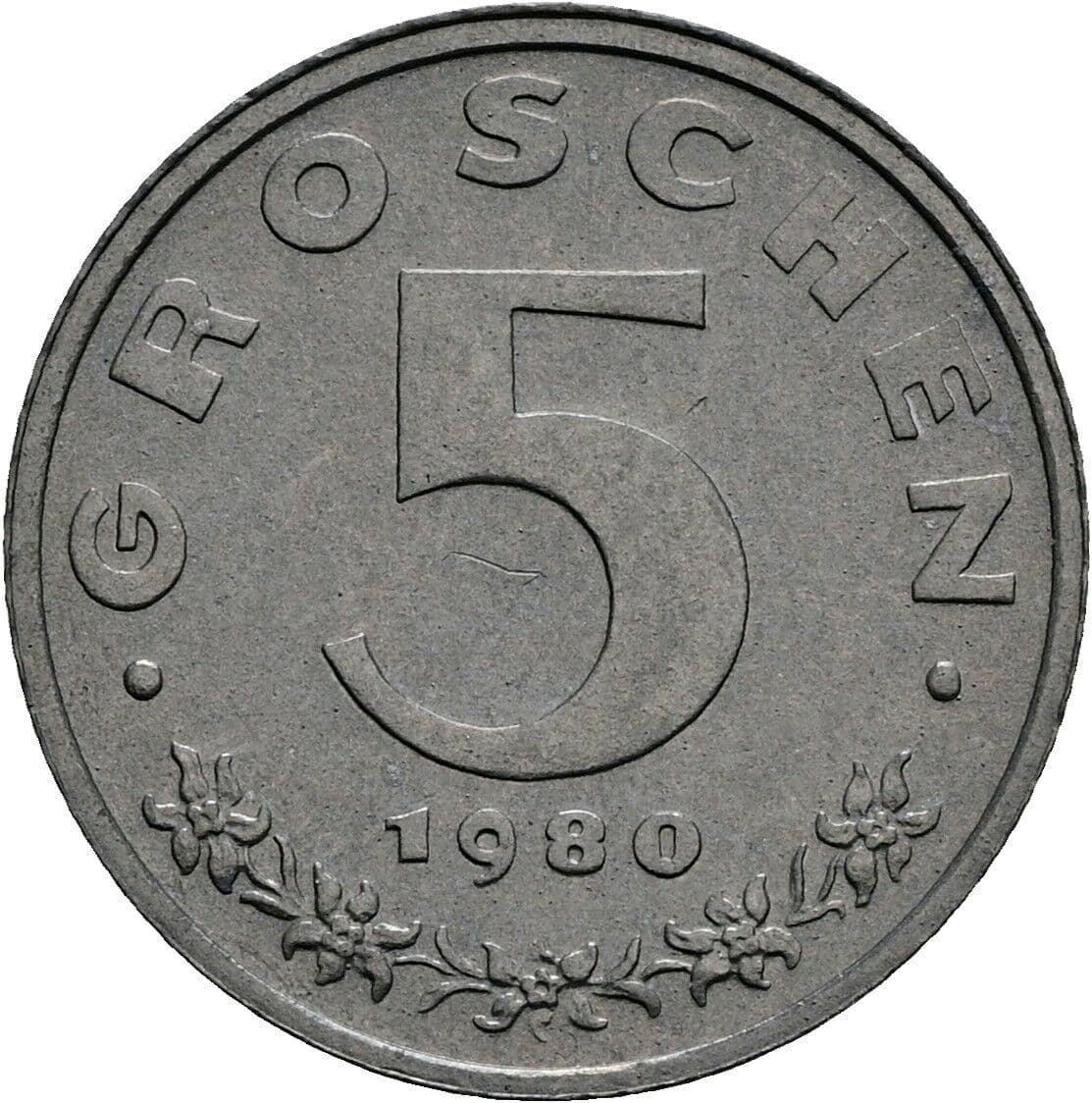 5 Groschen 1980 – Vorderseite