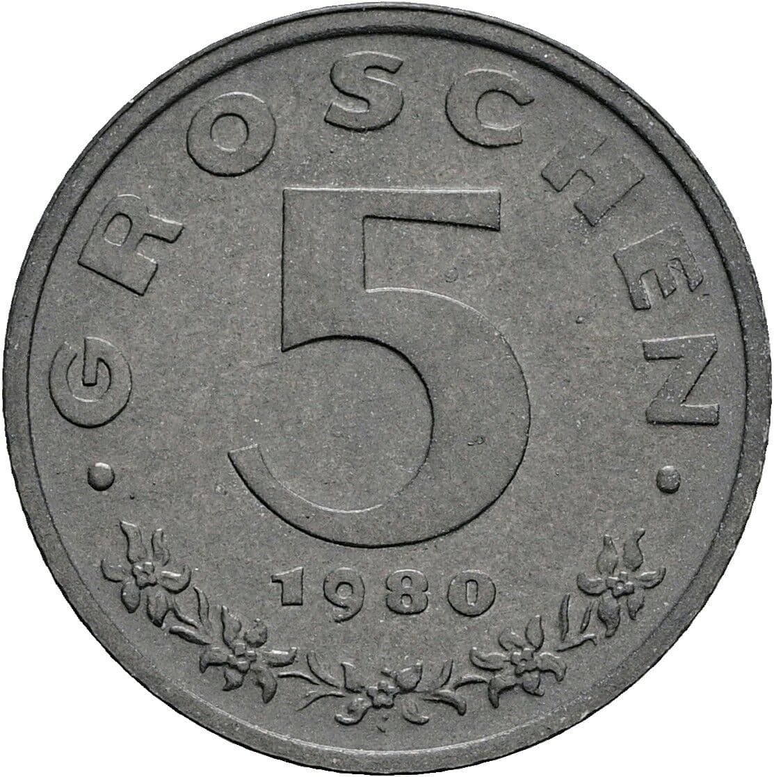 5 Groschen 1980 – Vorderseite