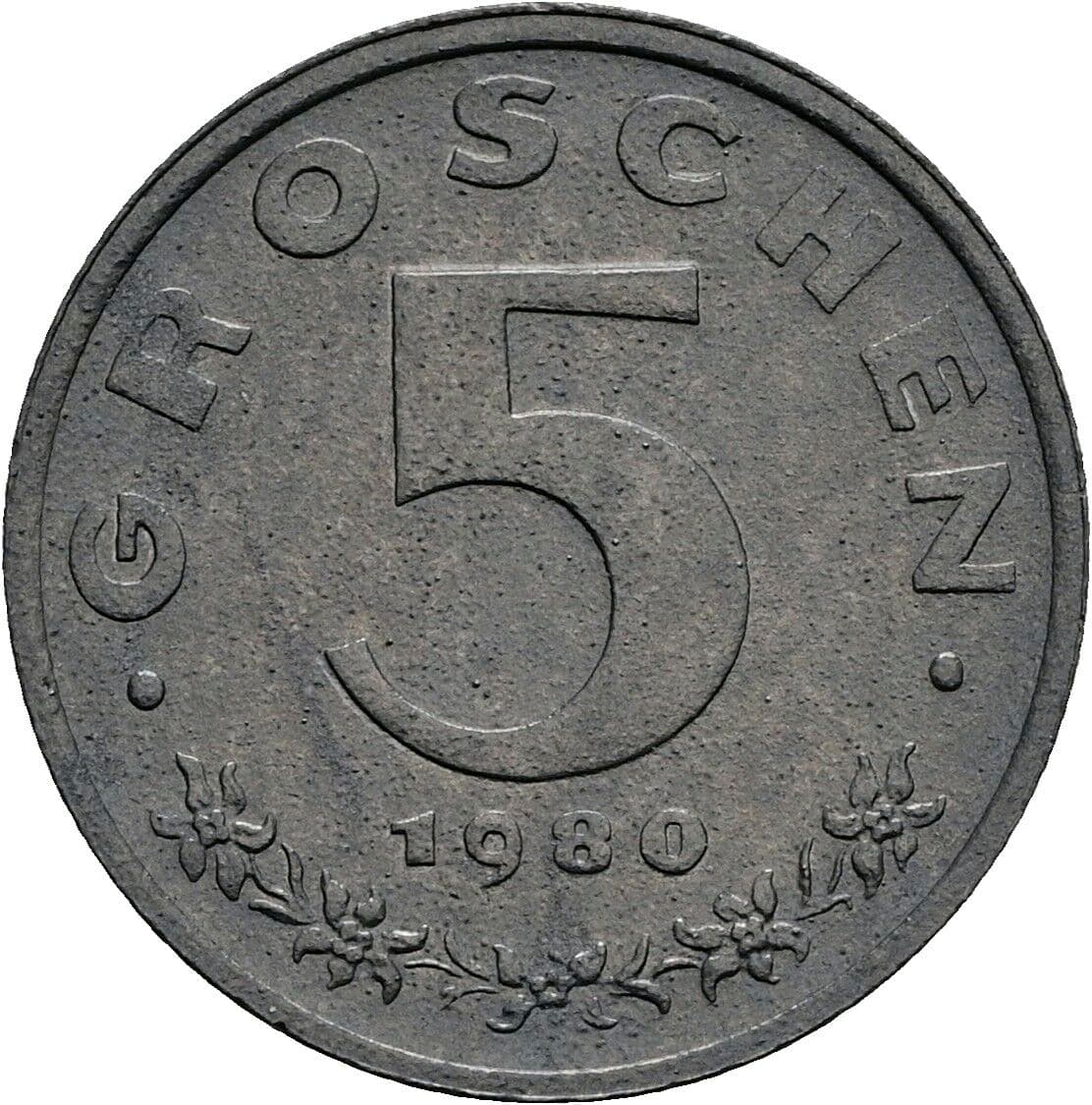 5 Groschen 1980 – Vorderseite
