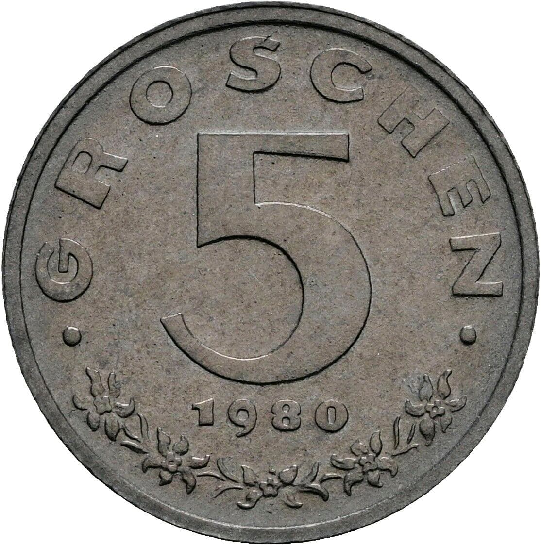 5 Groschen 1980 – Vorderseite