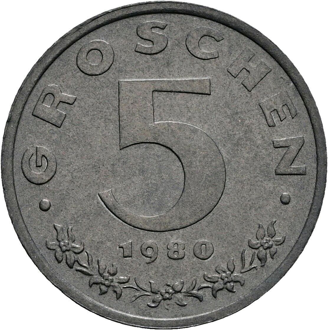 5 Groschen 1980 – Vorderseite