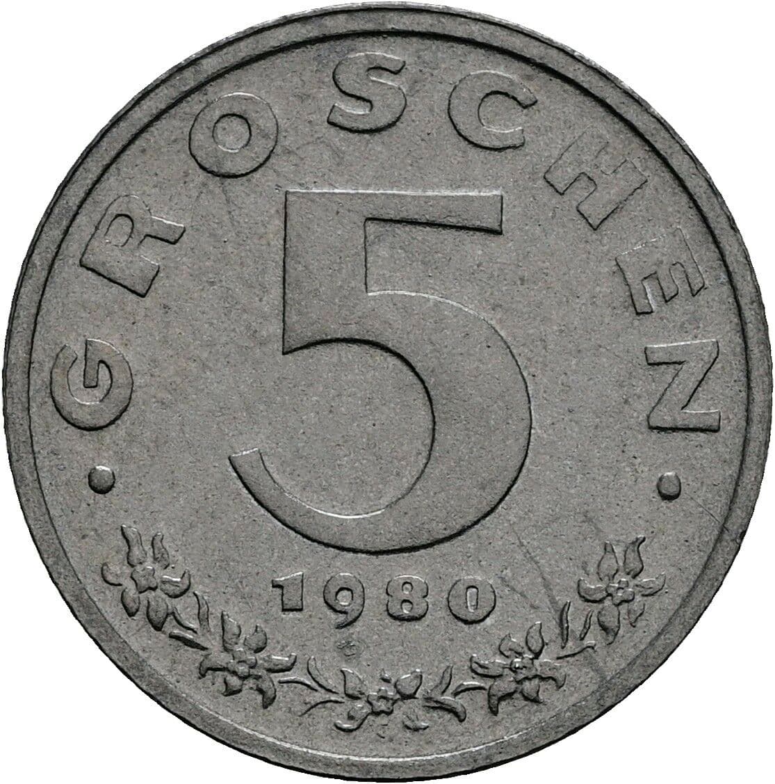 5 Groschen 1980 – Vorderseite