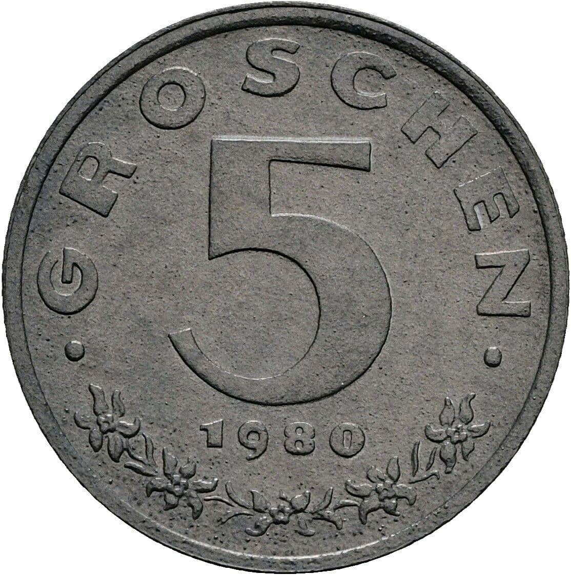 5 Groschen 1980 – Vorderseite