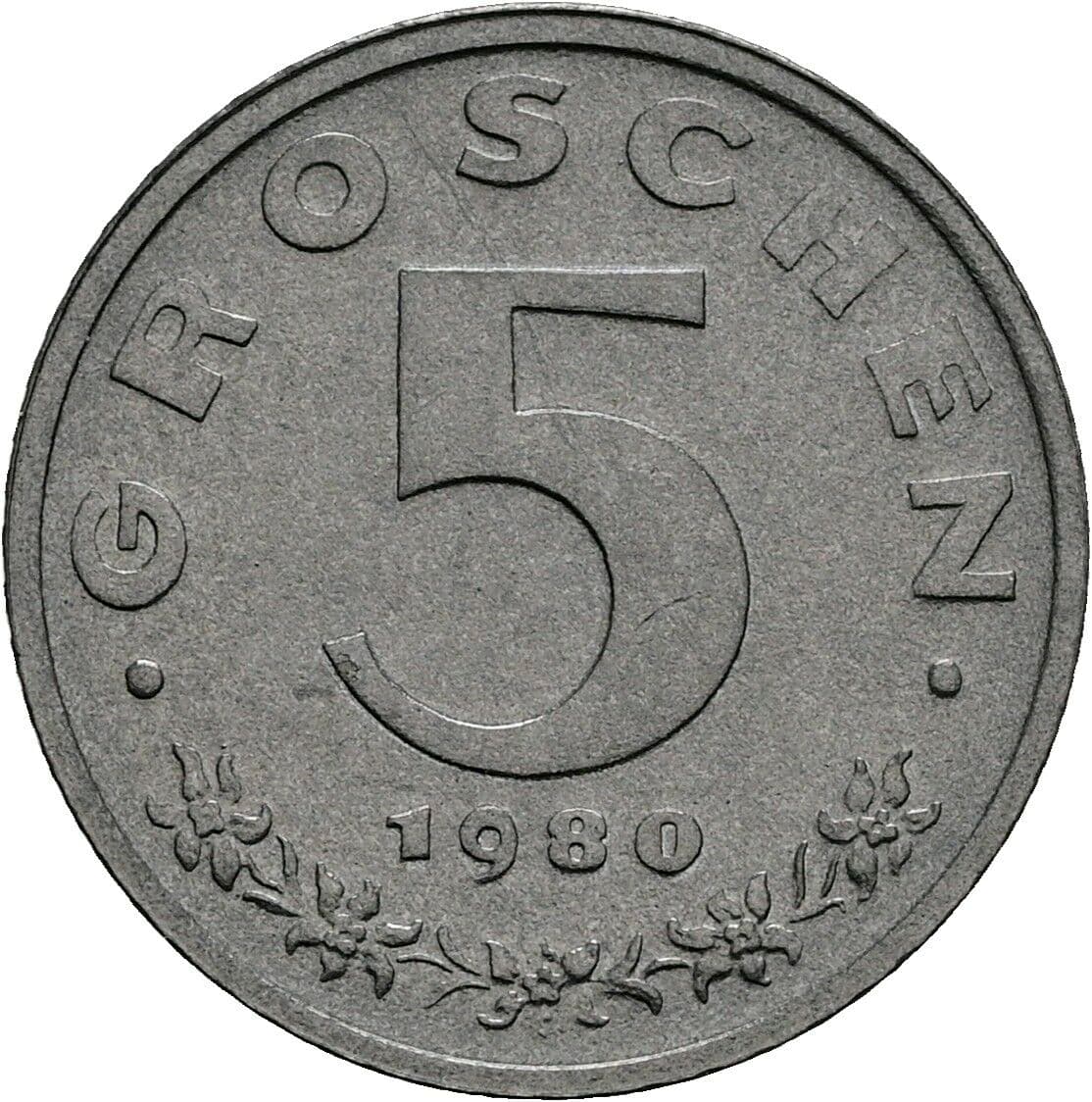 5 Groschen 1980 – Vorderseite