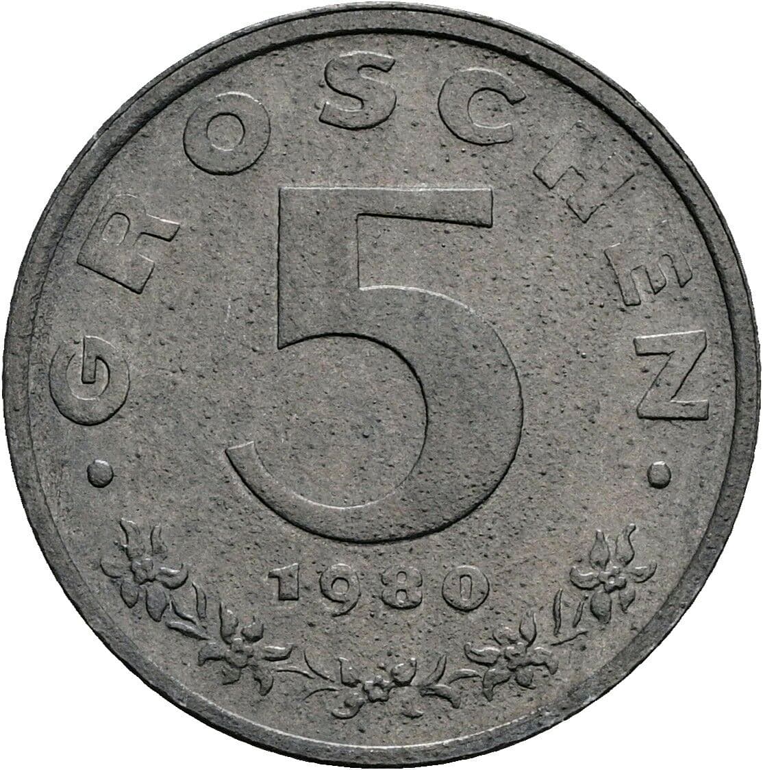 5 Groschen 1980 – Vorderseite