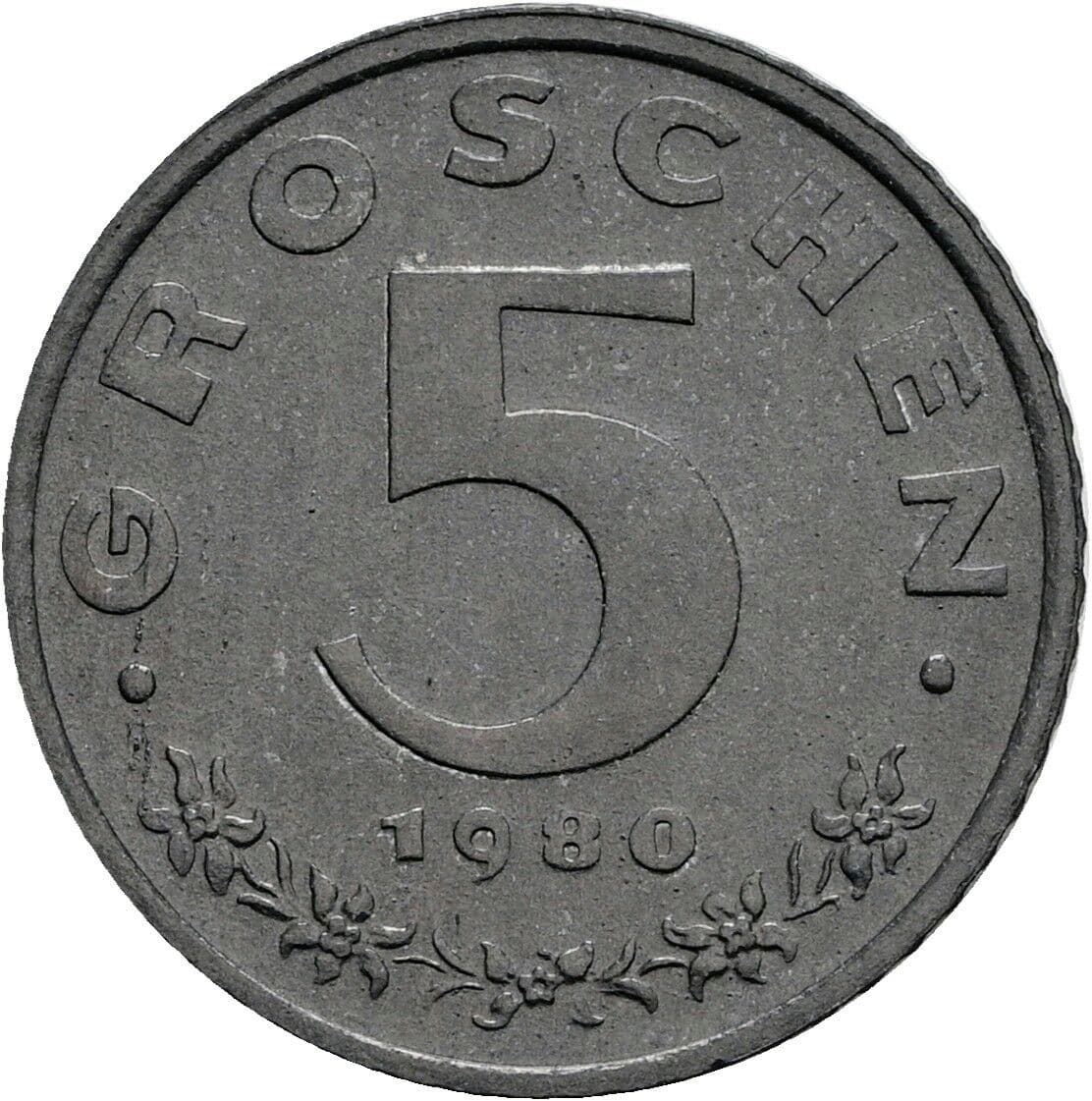 5 Groschen 1980 – Vorderseite