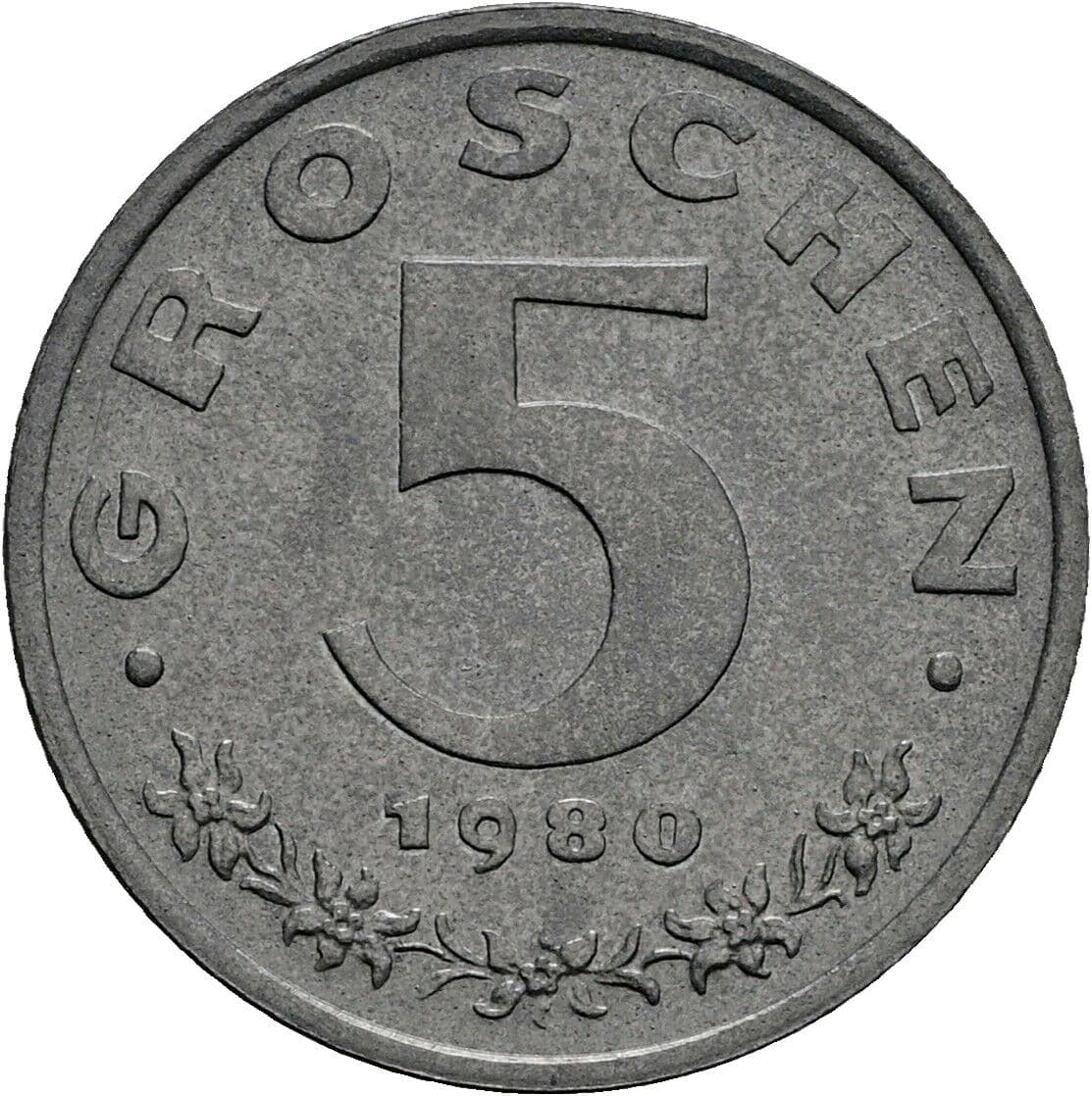 5 Groschen 1980 – Vorderseite