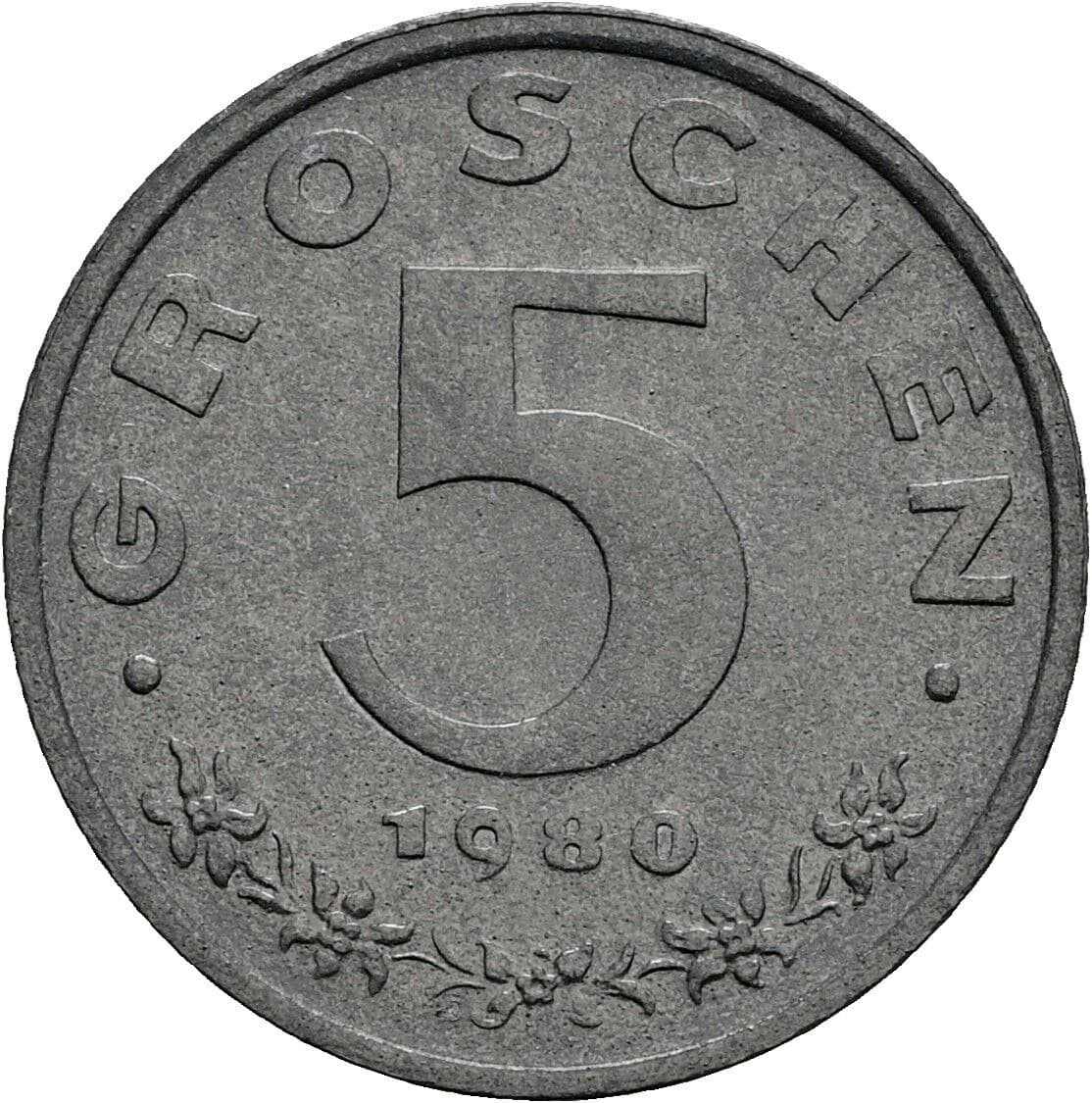 5 Groschen 1980 – Vorderseite
